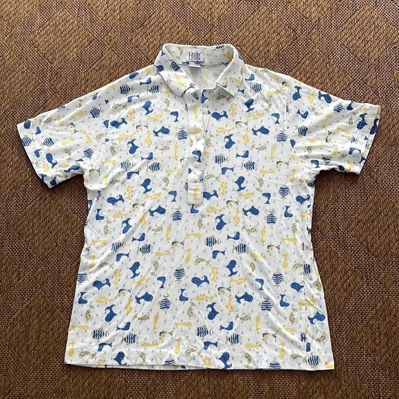 Vintage Leon Levin Polo Top with Fish size M - Picture 1 of 9